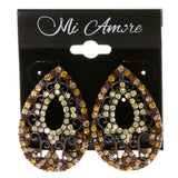 Colorful Metal Stud-Earrings With Crystal Accents #2041