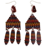Colorful & Silver-Tone Colored Metal Dangle-Earrings With Stone Accents #2044