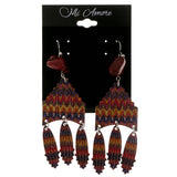 Colorful & Silver-Tone Colored Metal Dangle-Earrings With Stone Accents #2044