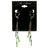 Colorful Metal Dangle-Earrings With Bead Accents #2045