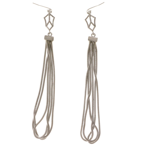 Silver-Tone Metal Dangle-Earrings #2050