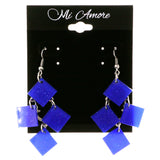 Glitter Dangle-Earrings Blue & Silver-Tone Colored #2054