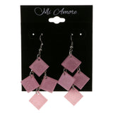 Glitter Dangle-Earrings Pink & Silver-Tone Colored #2056