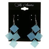 Glitter Dangle-Earrings Blue & Silver-Tone Colored #2057
