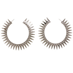 Silver-Tone Metal Hoop-Earrings With Crystal Accents #2062