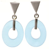 Blue & Silver-Tone Colored Acrylic Drop-Dangle-Earrings #2067