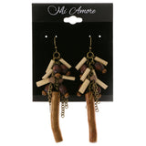 Colorful Wooden Dangle-Earrings With Bead Accents #2070