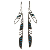 Colorful & Silver-Tone Colored Metal Drop-Dangle-Earrings With Crystal Accents #2072