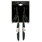 Colorful & Silver-Tone Colored Metal Drop-Dangle-Earrings With Crystal Accents #2072