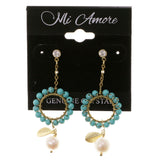 Leaf Dangle-Earrings With Bead Accents  Colorful #2076