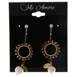 Leaves Drop-Dangle-Earrings With Crystal Accents White & Gold-Tone Colored #2077