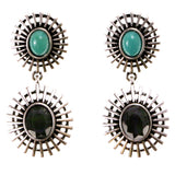 Colorful & Silver-Tone Colored Metal Dangle-Earrings With Stone Accents #2079