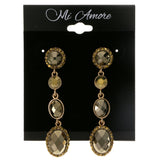Green & Gold-Tone Colored Metal Drop-Dangle-Earrings With Crystal Accents #2084