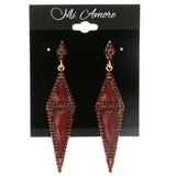 Red & Gold Colored Metal Drop-Dangle-Earrings With Crystal Accents #2115