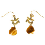 Colorful & Gold-Tone Colored Metal Dangle-Earrings With Stone Accents #2116