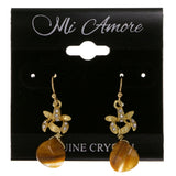 Colorful & Gold-Tone Colored Metal Dangle-Earrings With Stone Accents #2116