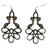 Colorful & Silver-Tone Colored Metal Dangle-Earrings With Crystal Accents #2122