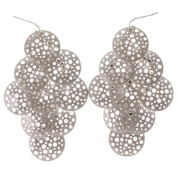 Glitter Dangle-Earrings Silver-Tone Color  #2127