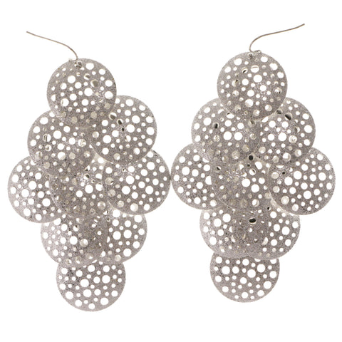 Glitter Dangle-Earrings Silver-Tone Color  #2127