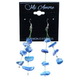 Blue & Green Colored Acrylic Dangle-Earrings With Stone Accents #2143