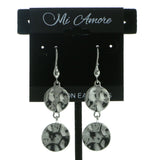 Beaten Metal Drop-Dangle-Earrings Silver-Tone Color  #604