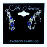 Silver-Tone & Multi Colored Metal Clip-On-Earrings With Faceted Accents #2163