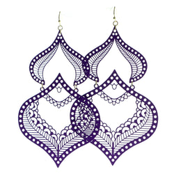 Filigree Drop-Dangle-Earrings Purple Color  #605