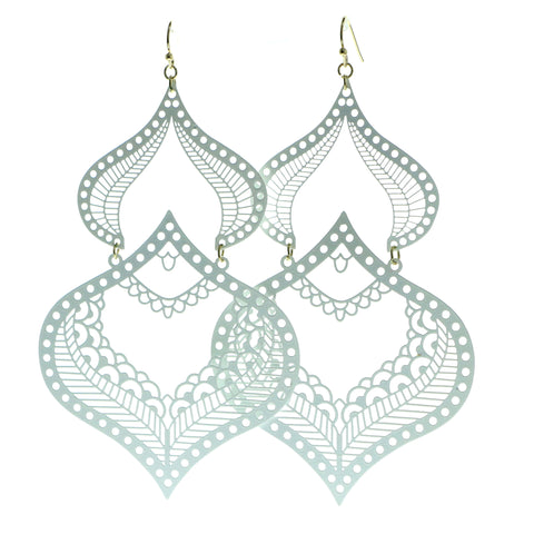 Filigree Drop-Dangle-Earrings White Color  #606