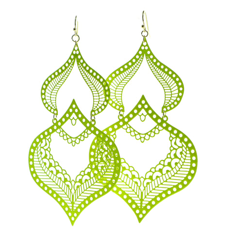 Filigree Drop-Dangle-Earrings Yellow Color  #607