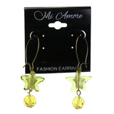 Stars Dangle-Earrings With Faceted Accents Gold-Tone & Multi Colored #2194