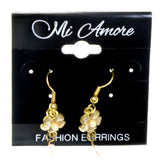 Flower Dangle-Earrings With Crystal Accents Gold-Tone & Multi Colored #2205