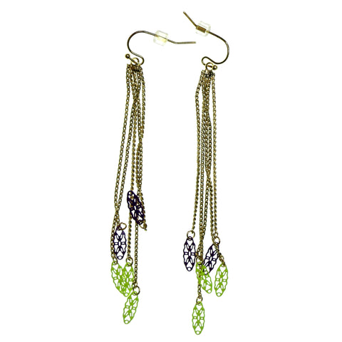 Gold-Tone & Multi Colored Metal Dangle-Earrings #2216