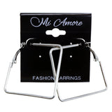 Squares Clip-On-Earrings Silver-Tone Color  #2222
