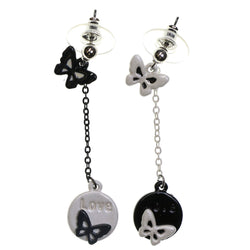 Butterfly Dangle-Earrings Black & White Colored #2226