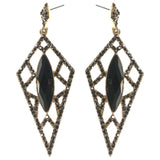 Drop-Dangle Earrings With Crystal Accents Black & Gold-Tone Colored #2234