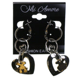 Bears Dangle-Earrings Silver-Tone & Gold-Tone Colored #2238