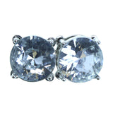 Silver-Tone Metal Stud-Earrings With Crystal Accents #2241