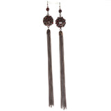 Bronze-Tone & Red Colored Metal Dangle-Earrings With Crystal Accents #622