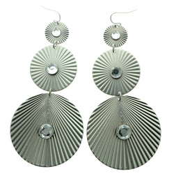 Silver-Tone Metal Drop-Dangle-Earrings With Crystal Accents #629