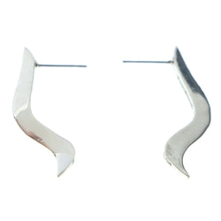 Silver-Tone Metal Stud-Earrings #646