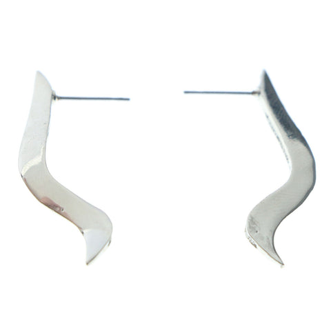 Silver-Tone Metal Stud-Earrings #646