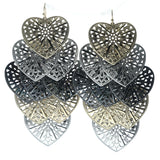 Heart Chandelier-Earrings Silver-Tone & Gold-Tone Colored #647