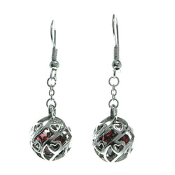 Silver-Tone & Purple Colored Metal Dangle-Earrings With Faceted Accents #652