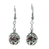 Silver-Tone & Purple Colored Metal Dangle-Earrings With Faceted Accents #652