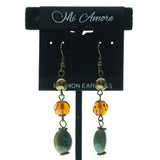 Gold-Tone & Multi Colored Metal Dangle-Earrings With Bead Accents #658