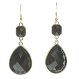 Brown & Gold-Tone Colored Metal Dangle-Earrings With Faceted Accents #685