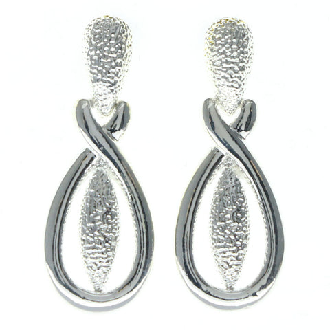 Silver-Tone Metal Dangle-Earrings #695