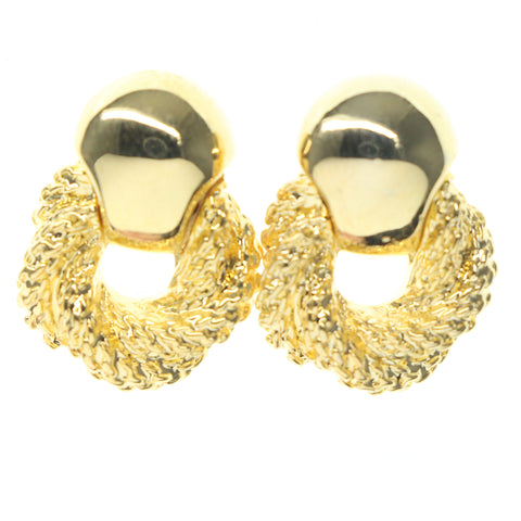 Gold-Tone Metal Stud-Earrings #720