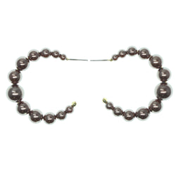 Brown & Gold-Tone Colored Metal Hoop-Earrings With Bead Accents #728
