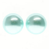 Seafoam Stud-Earrings With Bead Accents Blue & Silver-Tone Colored #742